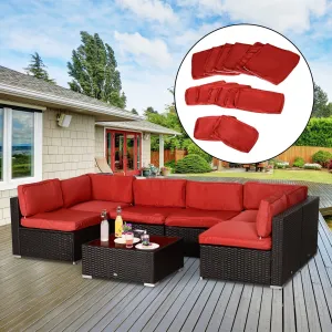 14pc Patio Rattan Sofa Set Cushion Cover - Red