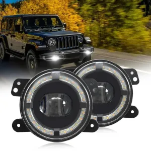 4 Inch 200W LED Fog Lights Car LED Fog Lights 20000LM Driving Bumper Lights Waterproof Replacement for Jeep Wrangler Off Road