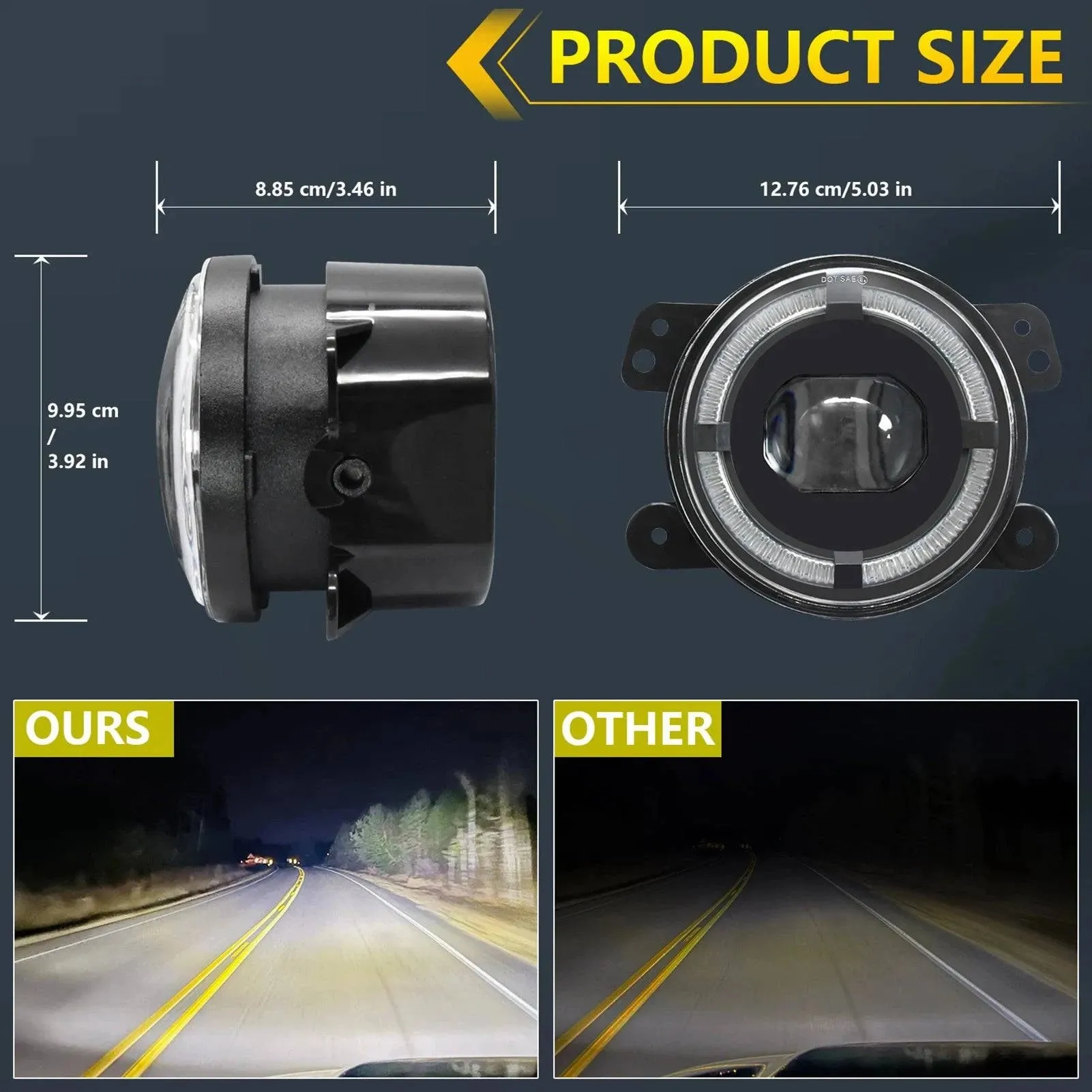 4 Inch 200W LED Fog Lights Car LED Fog Lights 20000LM Driving Bumper Lights Waterproof Replacement for Jeep Wrangler Off Road