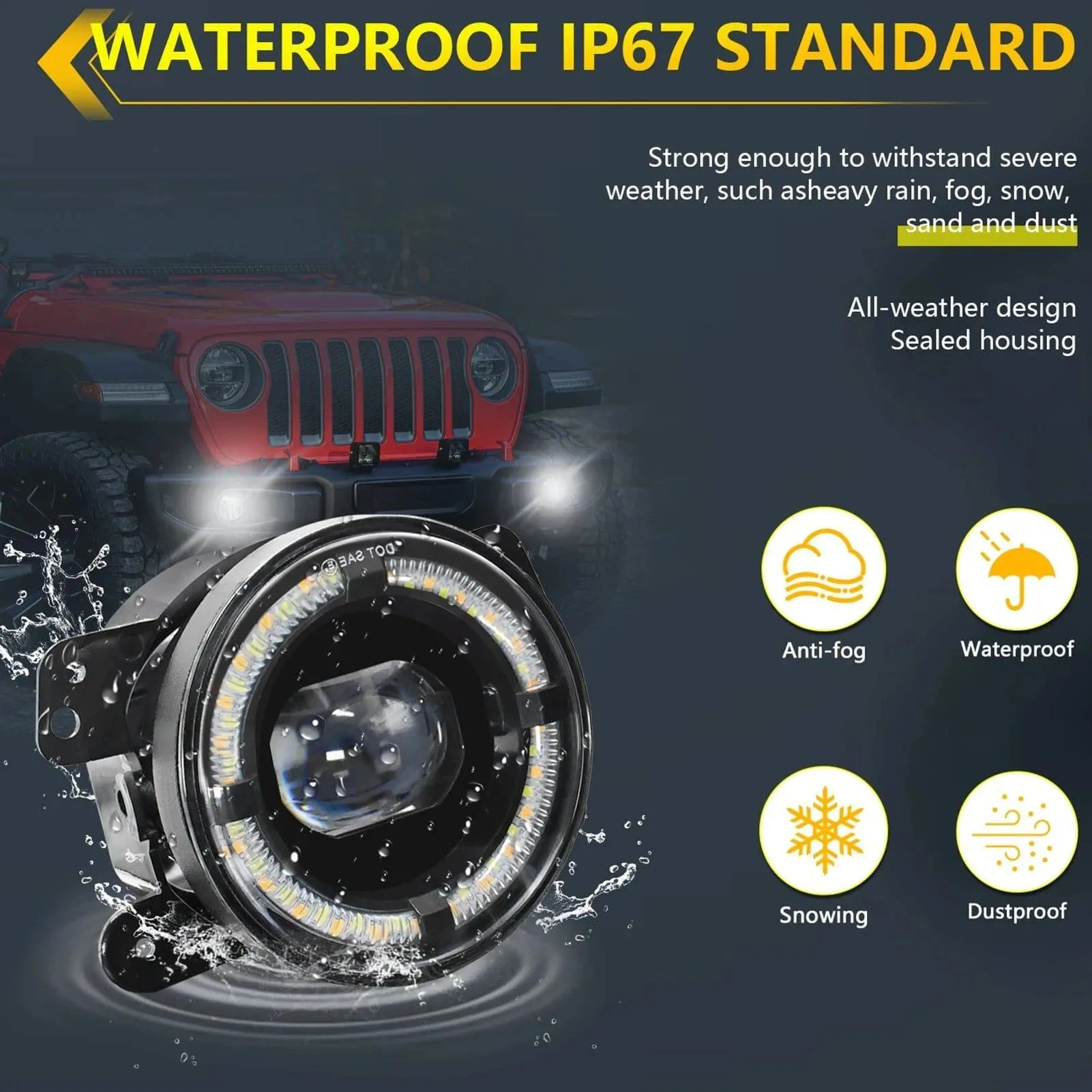 4 Inch 200W LED Fog Lights Car LED Fog Lights 20000LM Driving Bumper Lights Waterproof Replacement for Jeep Wrangler Off Road