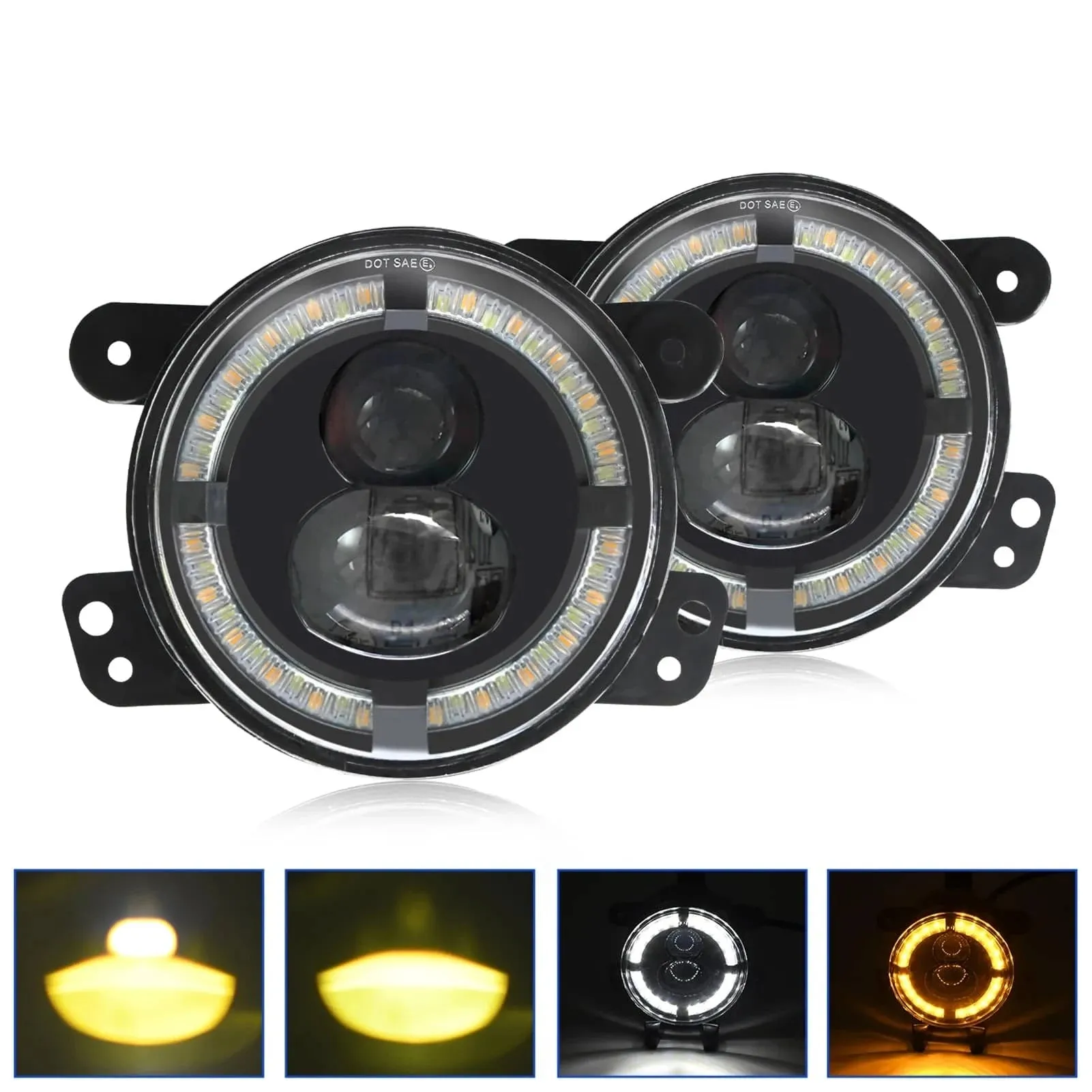 4 Inch 200W LED Fog Lights Car LED Fog Lights 20000LM Driving Bumper Lights Waterproof Replacement for Jeep Wrangler Off Road