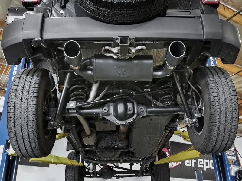 AFE Rebel Series Axle-Back Exhaust System (Black Tips): Jeep Wrangler JK 2007 - 2018 (3.6L & 3.8L V6)