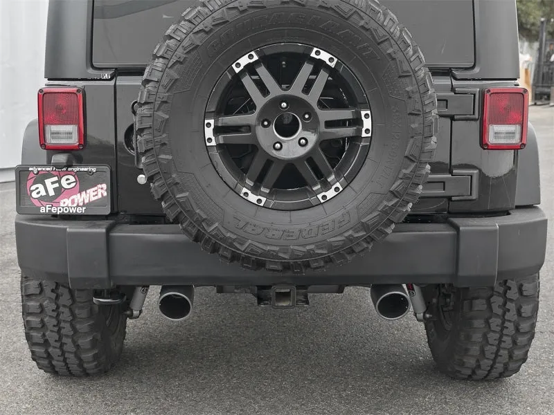 AFE Rebel Series Axle-Back Exhaust System (Black Tips): Jeep Wrangler JK 2007 - 2018 (3.6L & 3.8L V6)