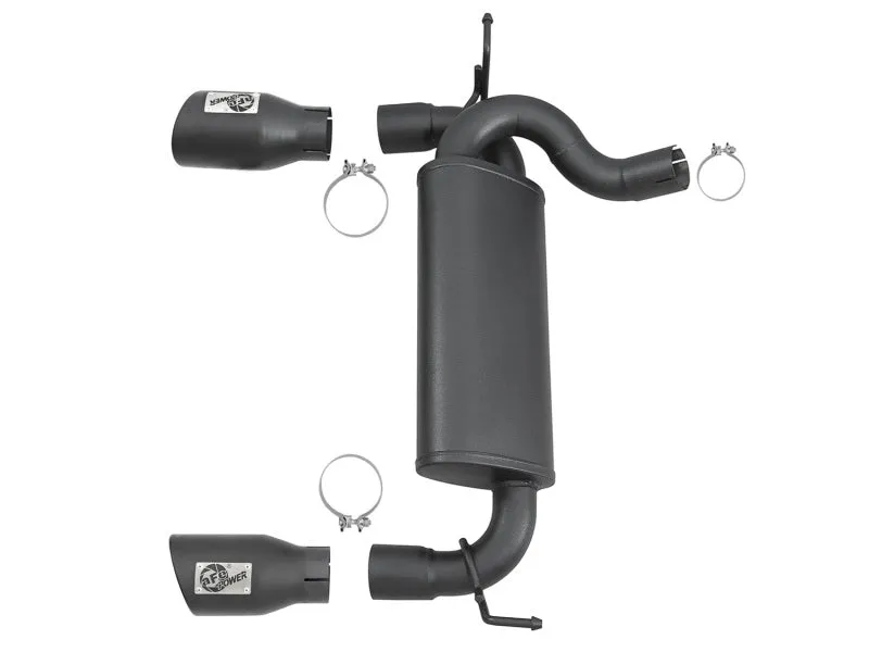 AFE Rebel Series Axle-Back Exhaust System (Black Tips): Jeep Wrangler JK 2007 - 2018 (3.6L & 3.8L V6)