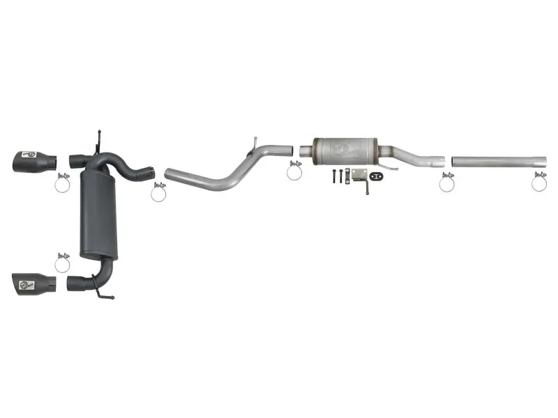 AFE Rebel Series Cat-Back Exhaust System (Black Tips): Jeep Wrangler JK 2007 - 2018 (3.6L & 3.8L V6)