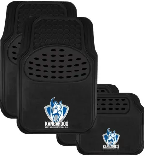 AFL Car Floor Mats - North Melbourne Kangaroos - Set Of 4 - Universal Size Fit