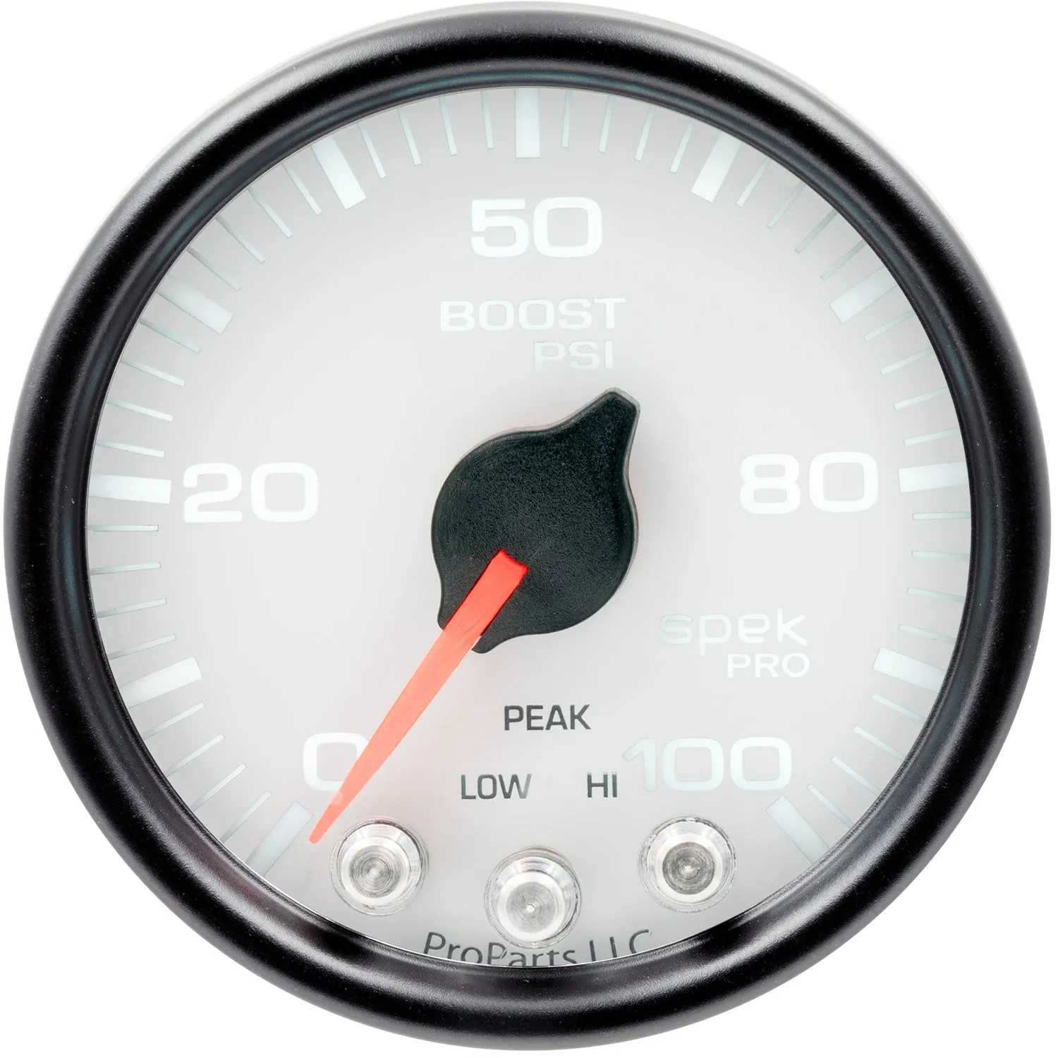 AutoMeter P30512 GAUGE; BOOST; 2 1/16in.; 100PSI; STEPPER MOTOR W/PEAK/WARN; WHT/BLK; SPEK-PRO