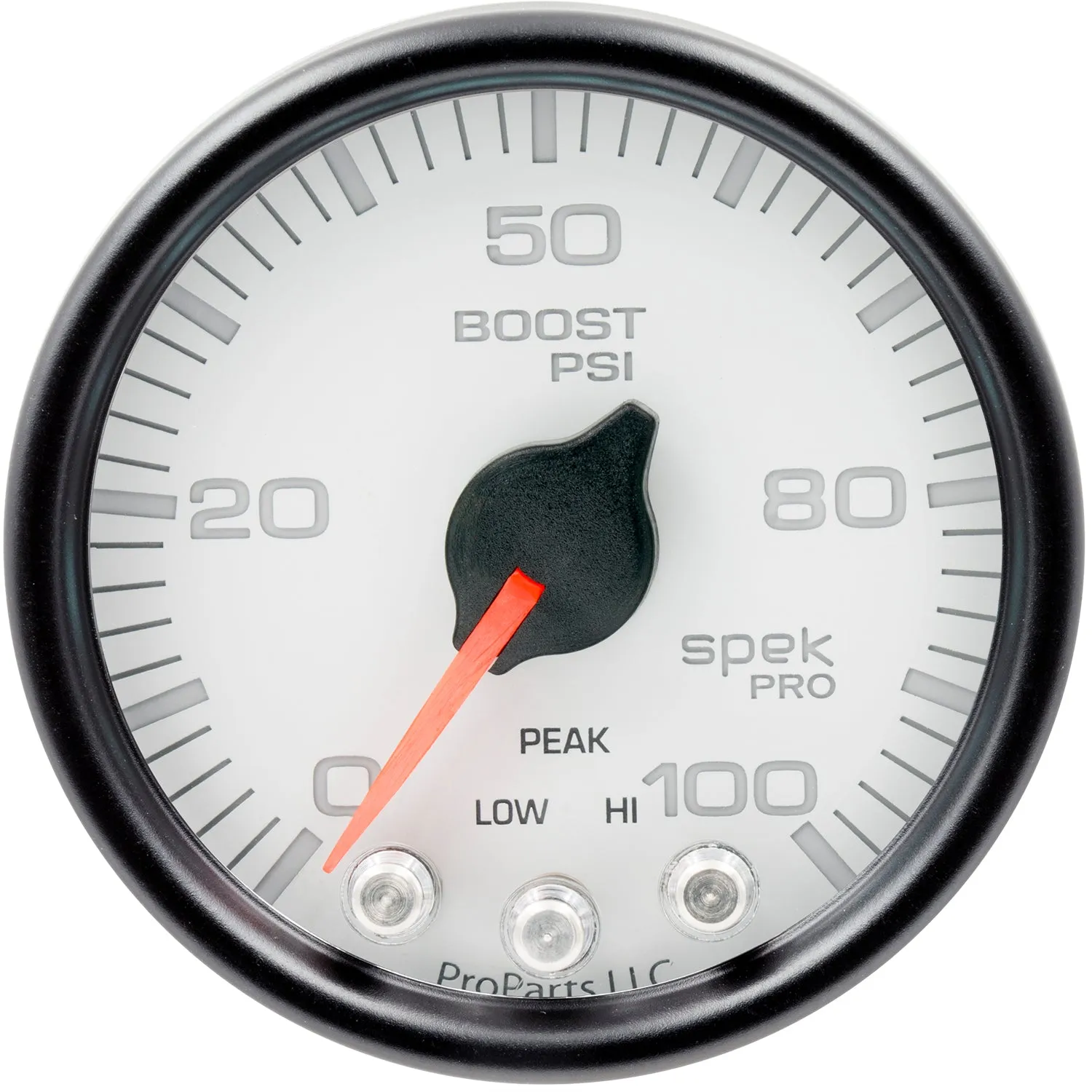 AutoMeter P30512 GAUGE; BOOST; 2 1/16in.; 100PSI; STEPPER MOTOR W/PEAK/WARN; WHT/BLK; SPEK-PRO