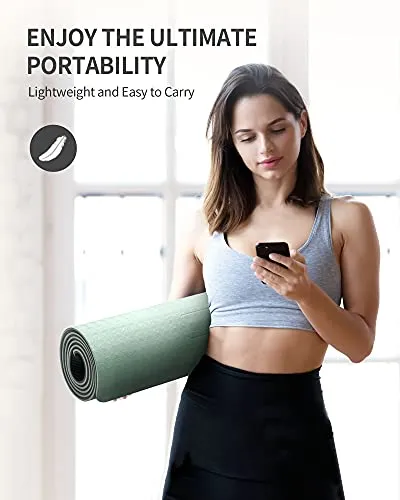 CAMBIVO Yoga Mat for Women Men Kids, Extra Thick Yoga Mat Double-Sided Non Slip, Professional TPE Yoga Mats, Workout Mat with Carrying Strap for Yoga, Pilates and Floor Exercises(Mint,Gray)