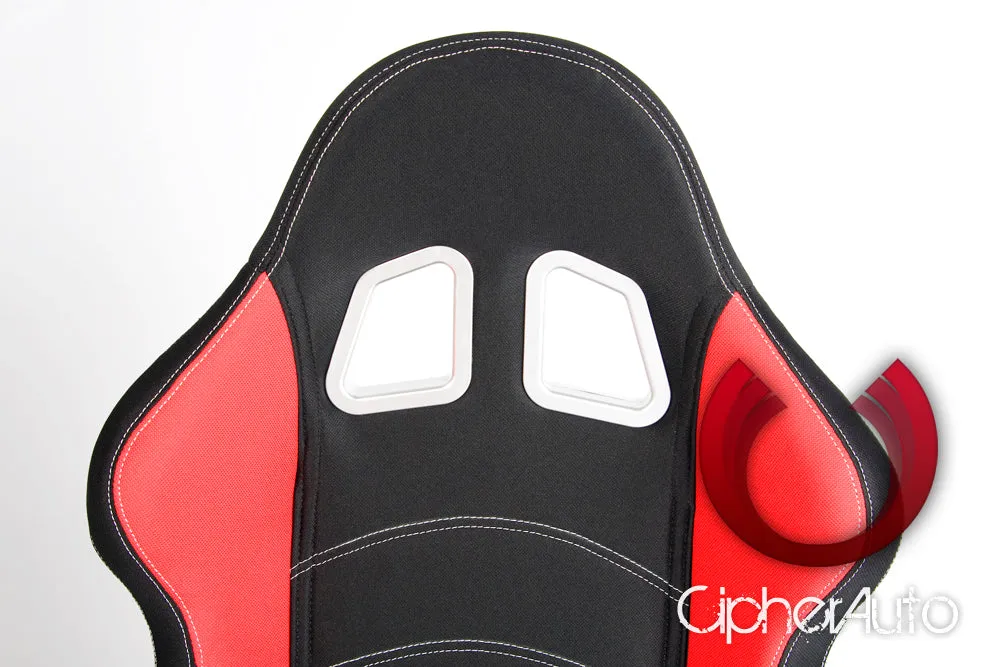 CPA1017 Black and Red Cloth Cipher Auto Racing Seats - Pair