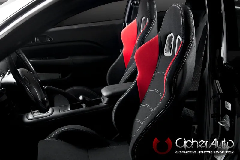 CPA1017 Black and Red Cloth Cipher Auto Racing Seats - Pair