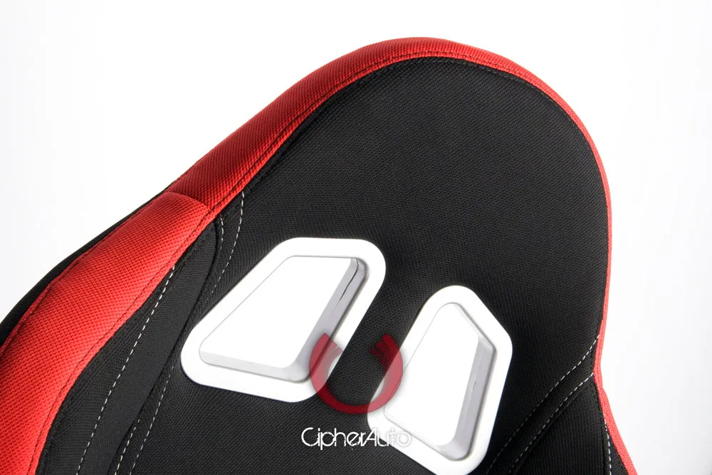 CPA1018 Red and Black Cloth Cipher Auto Racing Seats - Pair
