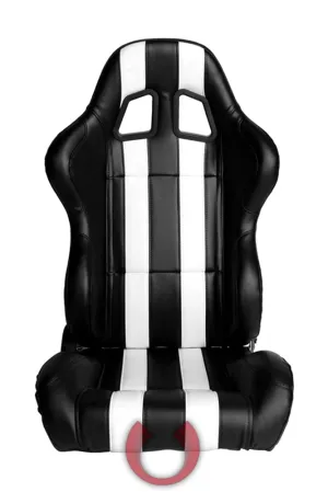 CPA1026 Black Leatherette w/ White Stripes Cipher Auto Racing Seats - Pair