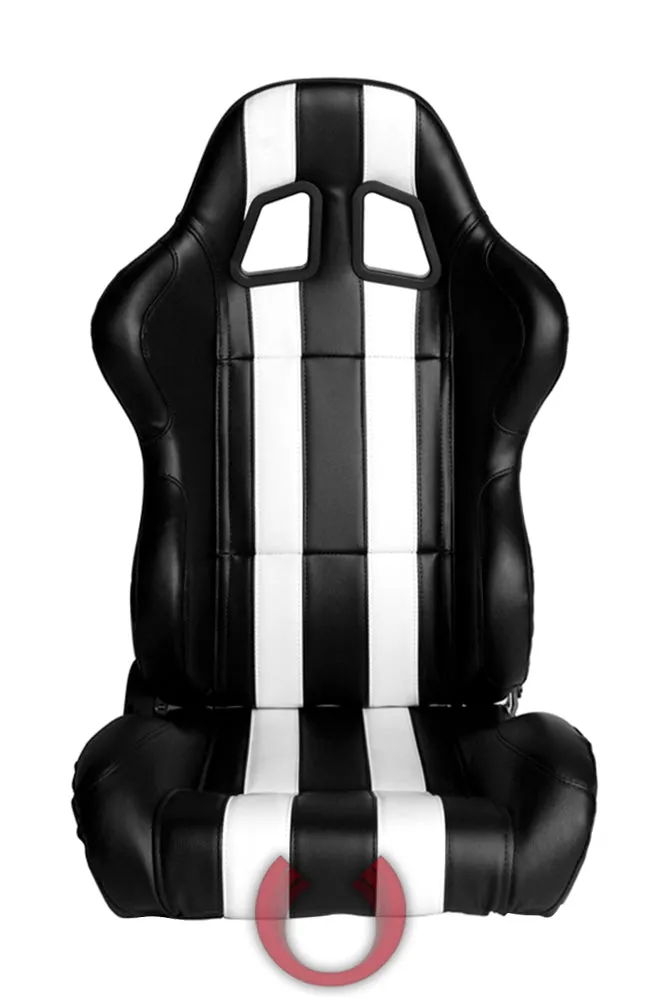 CPA1026 Black Leatherette w/ White Stripes Cipher Auto Racing Seats - Pair