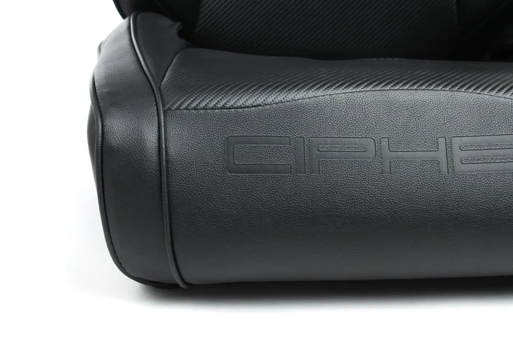 CPA3002 All Black Leatherette w/ Red Piping Cipher Auto Universal Reclinable Suspension Seats - Pair