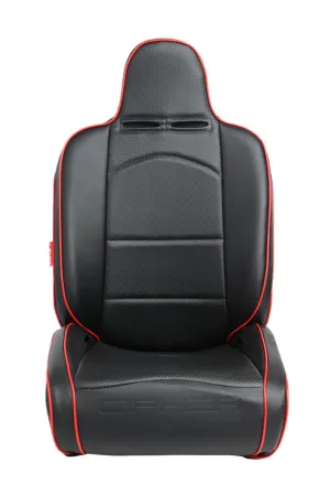 CPA3002 All Black Leatherette w/ Red Piping Cipher Auto Universal Reclinable Suspension Seats - Pair