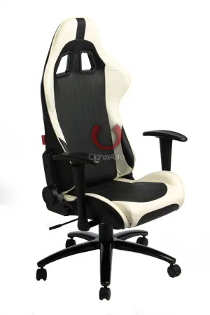 CPA5001 Black & White Leatherette Cipher Auto Office Racing Seat