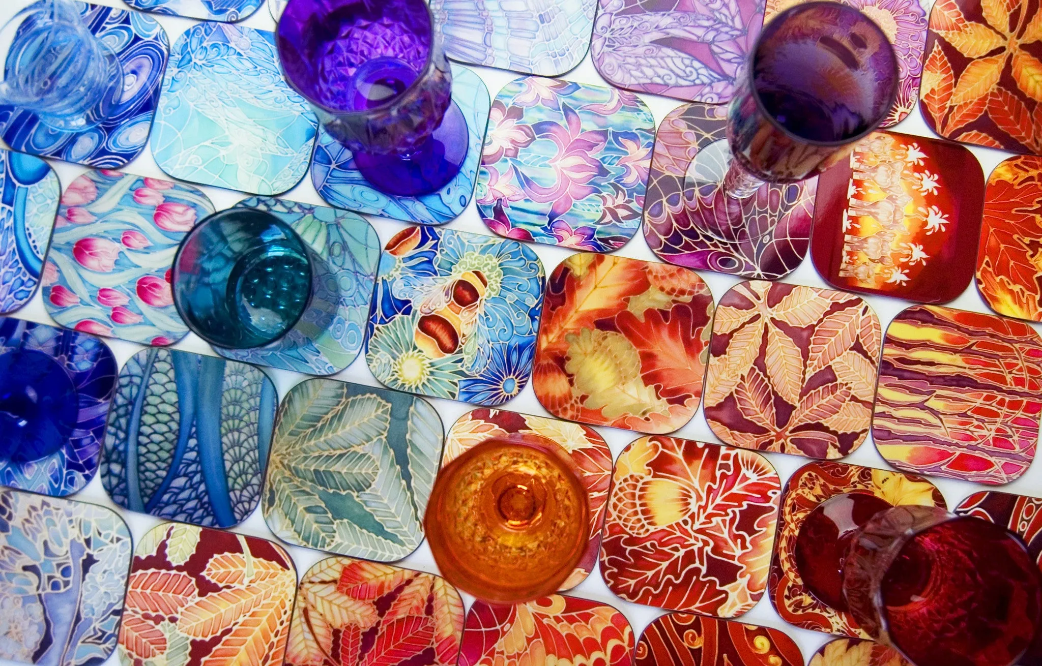 Dragonflies Placemats & Coasters - pink purple glass chopping boards - Round Table Mats