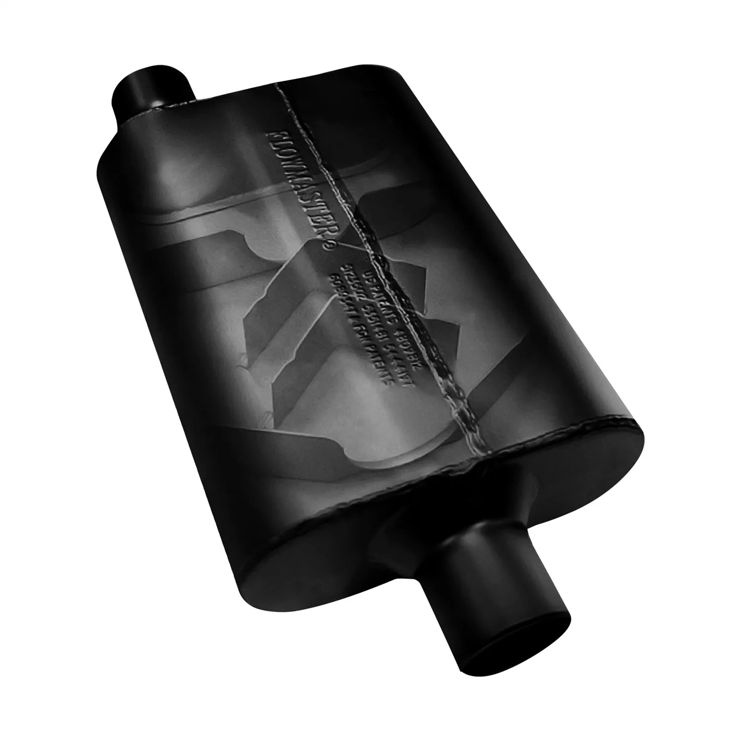 Flowmaster Super 44 Series Chambered Muffler - 3 in Offset Inlet - 3 in Offset Outlet - 13 x 9-3/4 x 4 in Oval Body - 19 in Long - Black Paint 843048