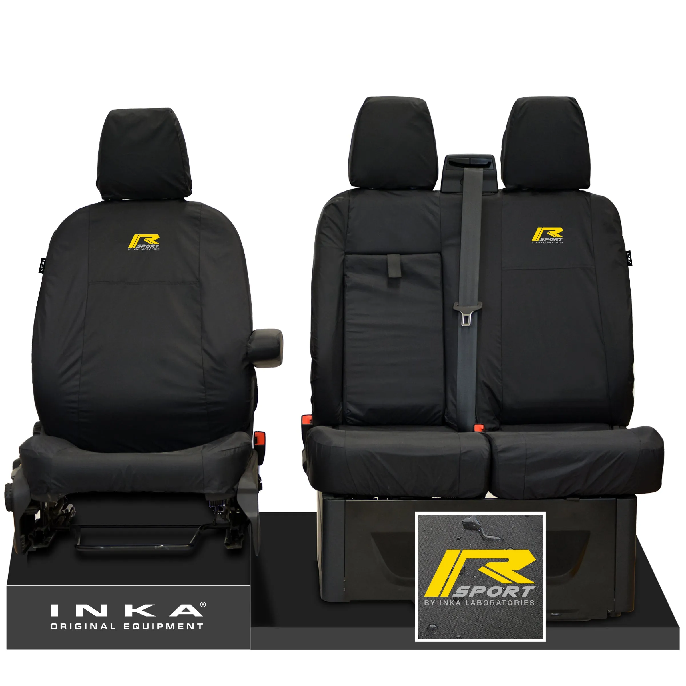 Ford Transit Custom INKA Front Set 1 2 Tailored Waterproof Seat Covers Black