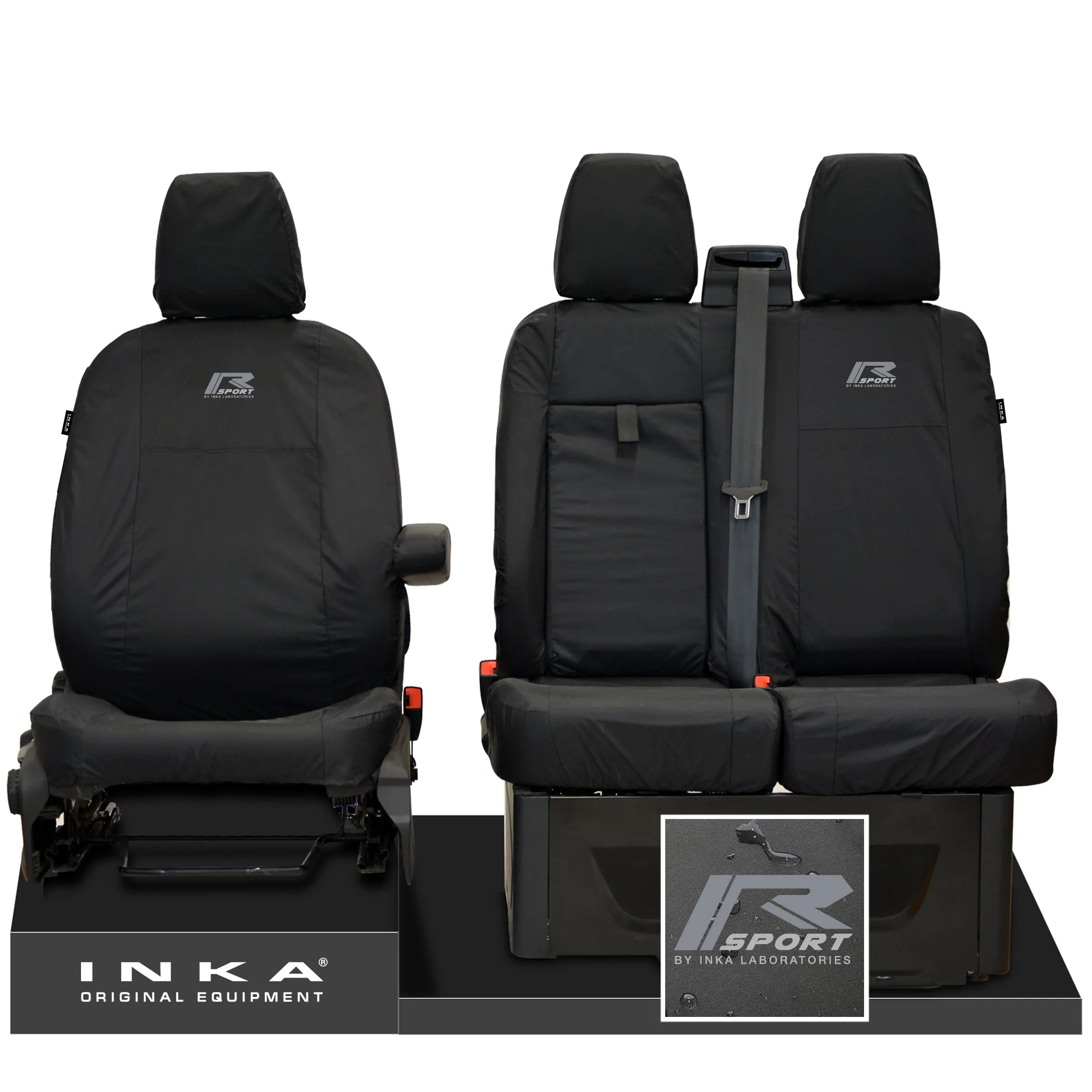 Ford Transit Custom INKA Front Set 1 2 Tailored Waterproof Seat Covers Black