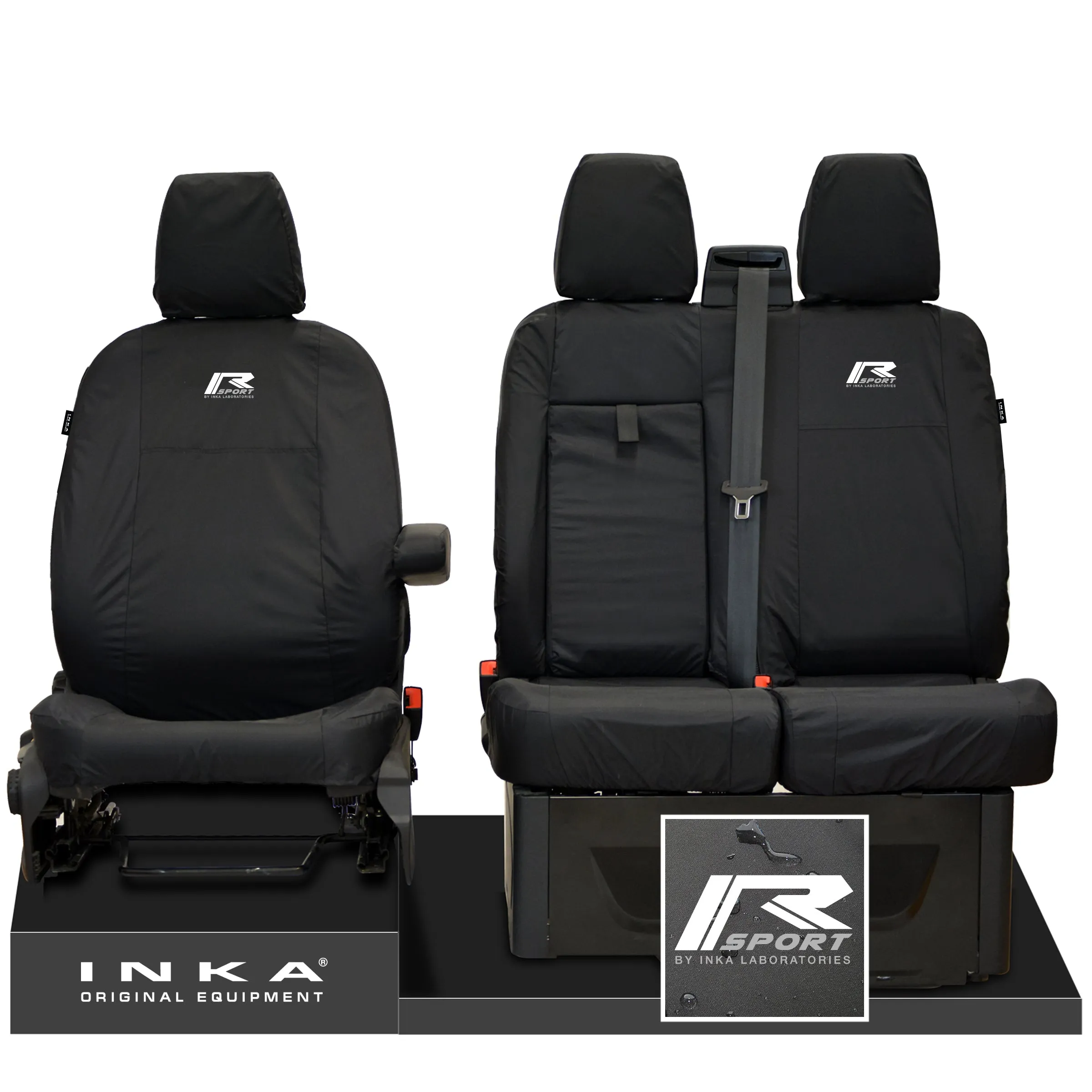 Ford Transit Custom INKA Front Set 1 2 Tailored Waterproof Seat Covers Black