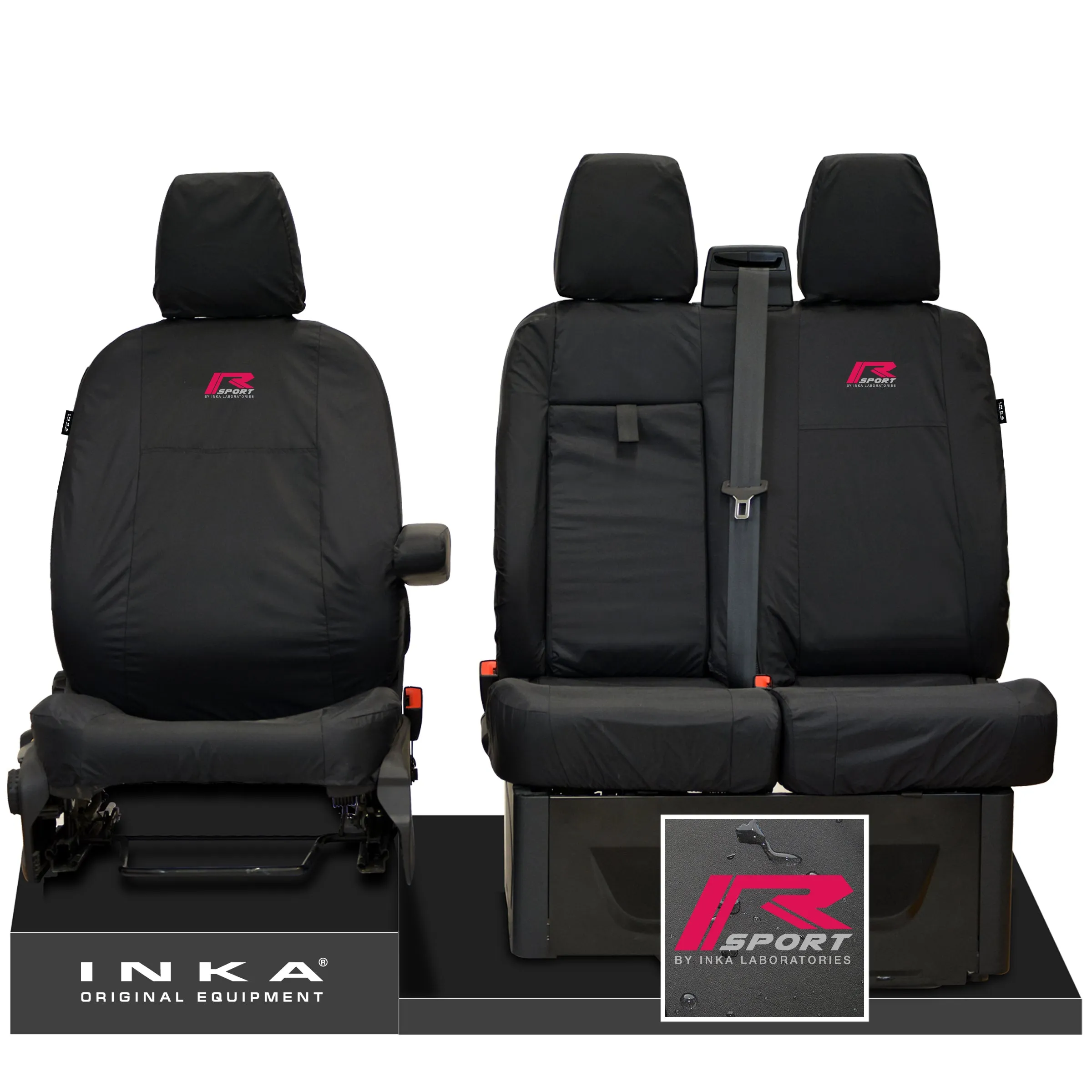 Ford Transit Custom INKA Front Set 1 2 Tailored Waterproof Seat Covers Black