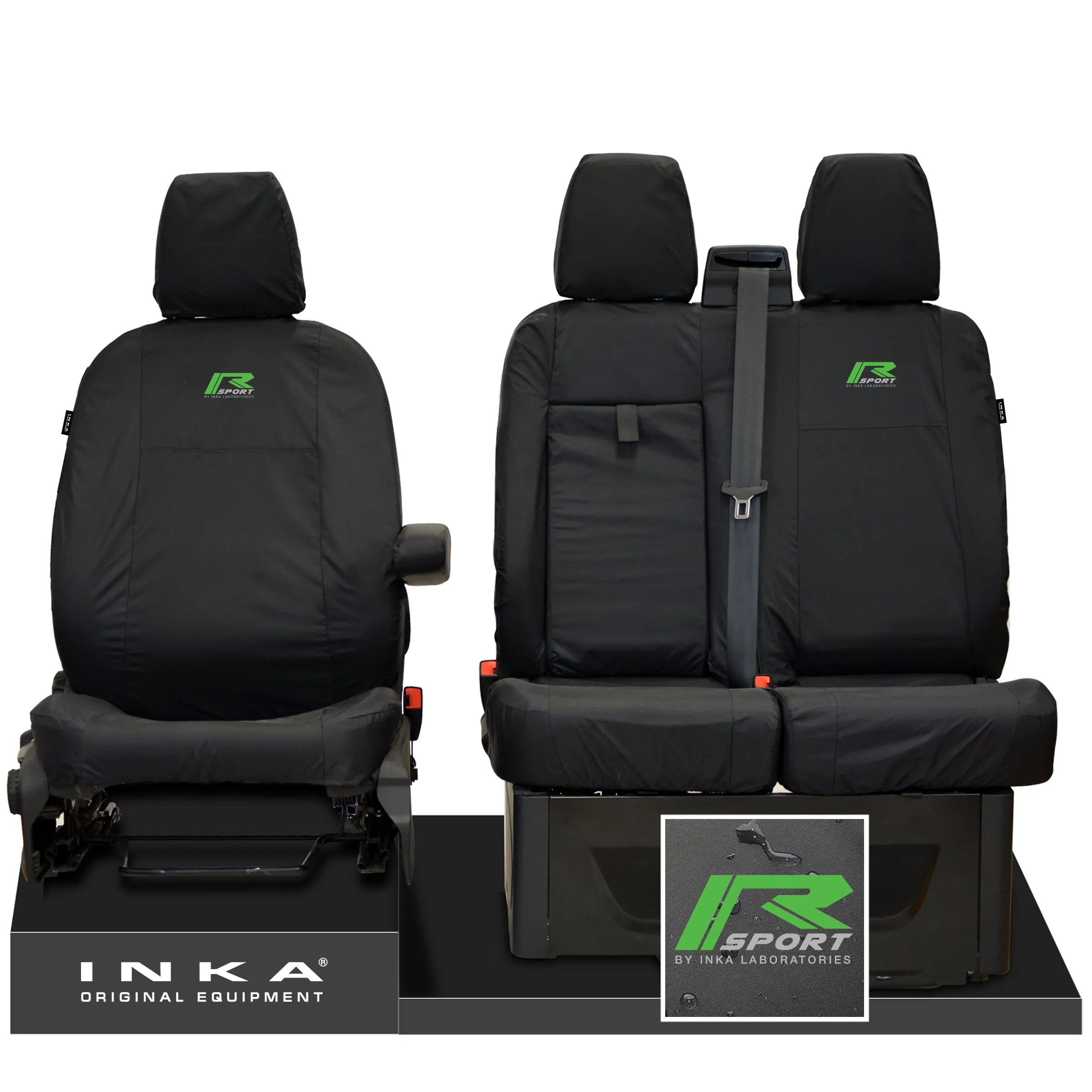 Ford Transit Custom INKA Front Set 1 2 Tailored Waterproof Seat Covers Black