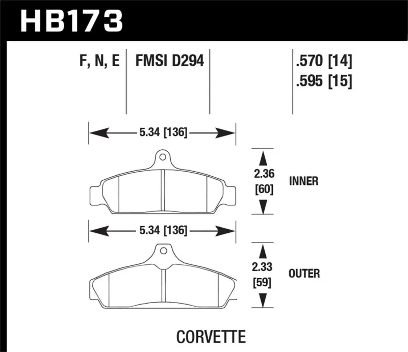 Hawk HPS Street Front Brake Pads - 84-87 Chevy Corvette 5.7 - HB173F.570