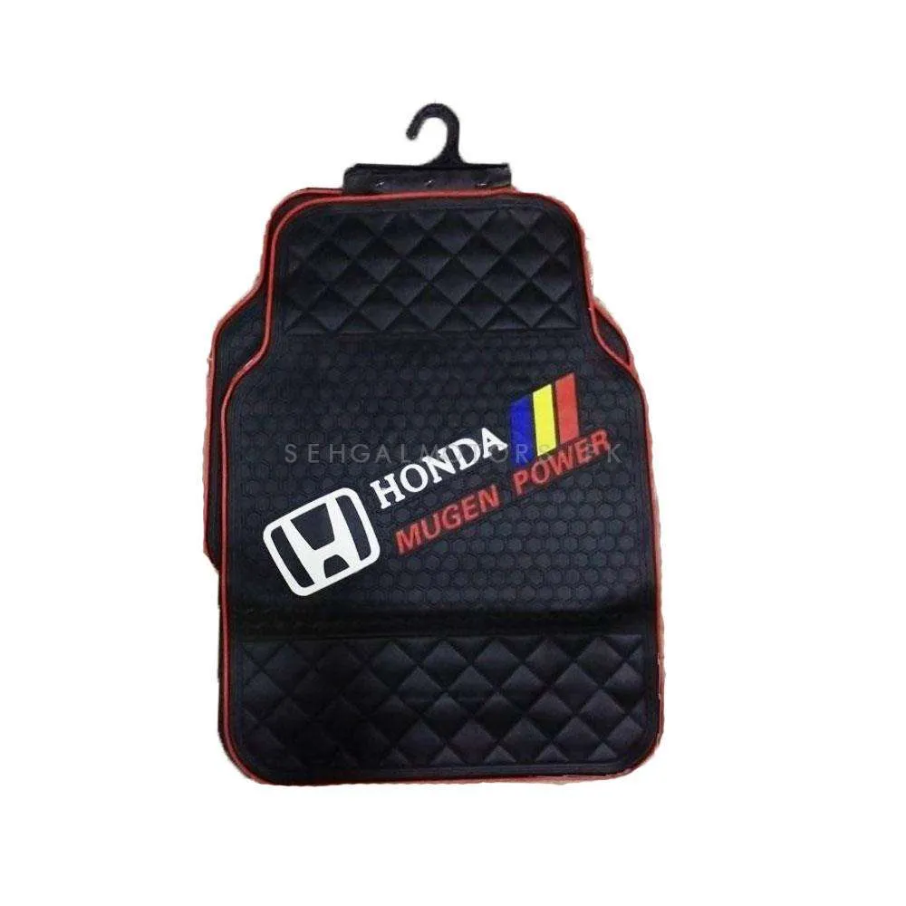 Honda Mugen Power Universal PVC Rubber Floor Mat Black and Red Mix Design 5 Pcs - Latex Mats