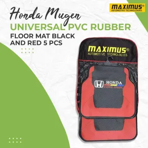 Honda Mugen Power Universal PVC Rubber Floor Mat Black and Red Mix Design 5 Pcs - Latex Mats