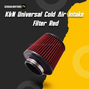 K&N Universal Cold Air Intake Filter - Red -  Universal Car Air Filter Vehicle Induction High Power Mesh | Auto Cold Air Hood Intake