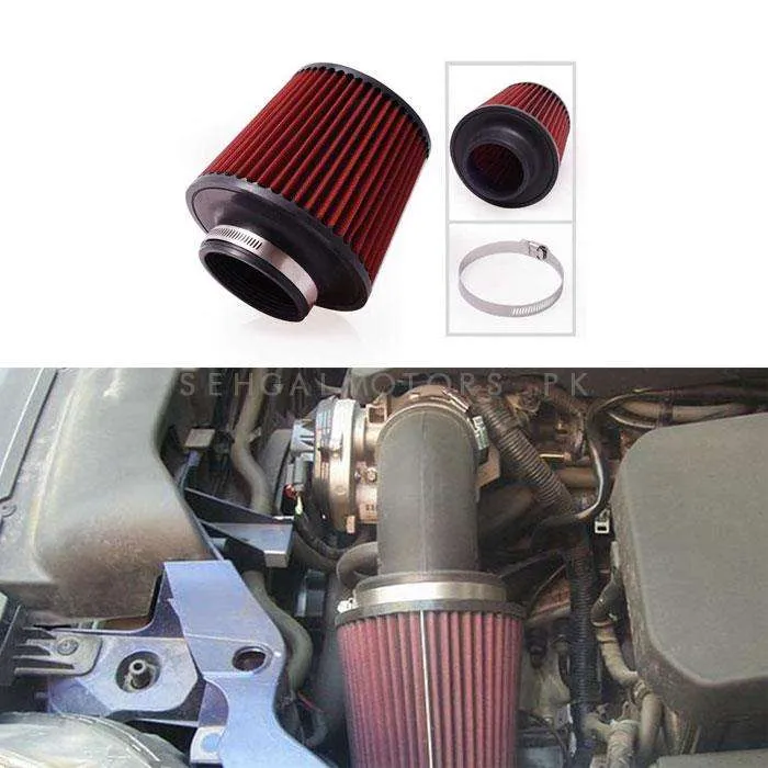 K&N Universal Cold Air Intake Filter - Red -  Universal Car Air Filter Vehicle Induction High Power Mesh | Auto Cold Air Hood Intake