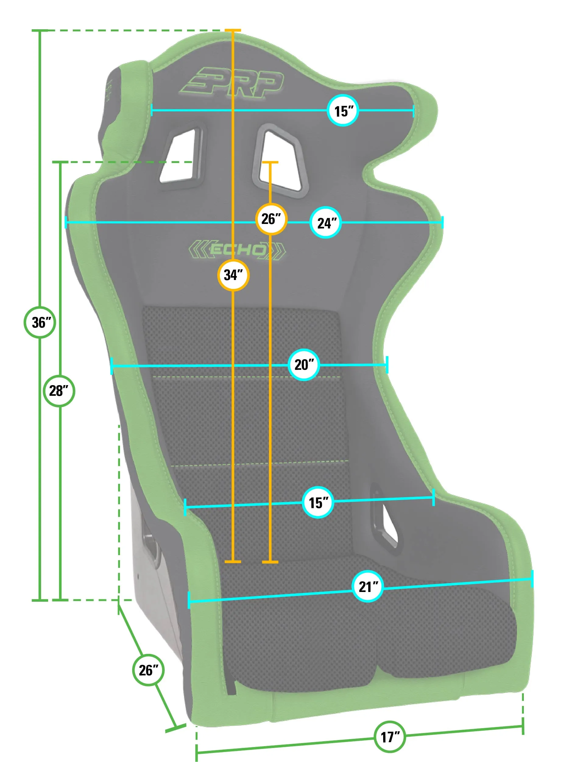 PRP Echo FIA Composite Bucket Racing Seat [Fixed Back] Multiple Color Options