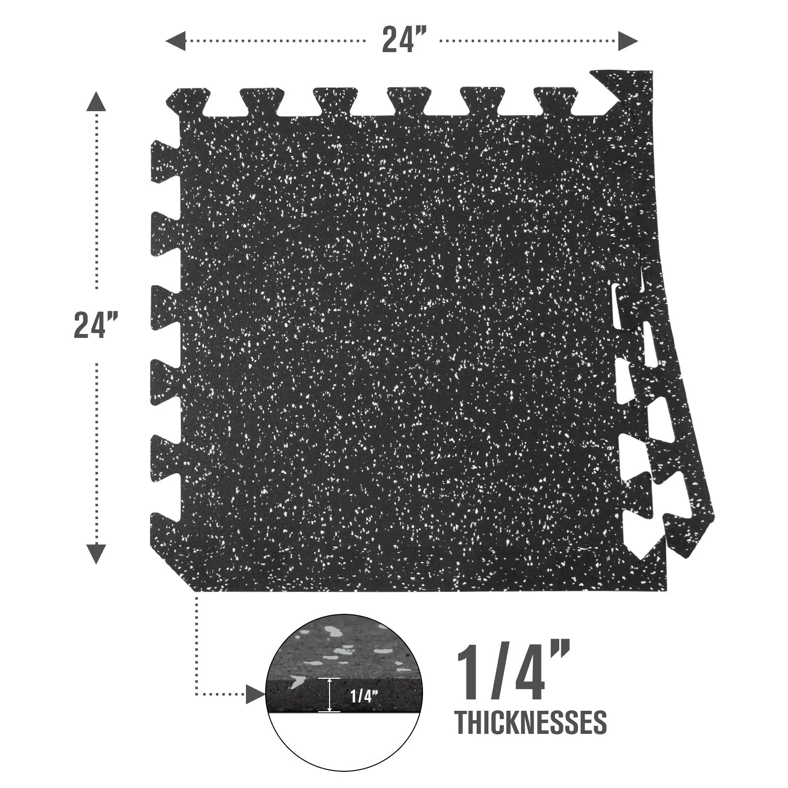 RitFit Rubber Flooring Gym Mats Interlocking Tiles 0.25'' Thickness