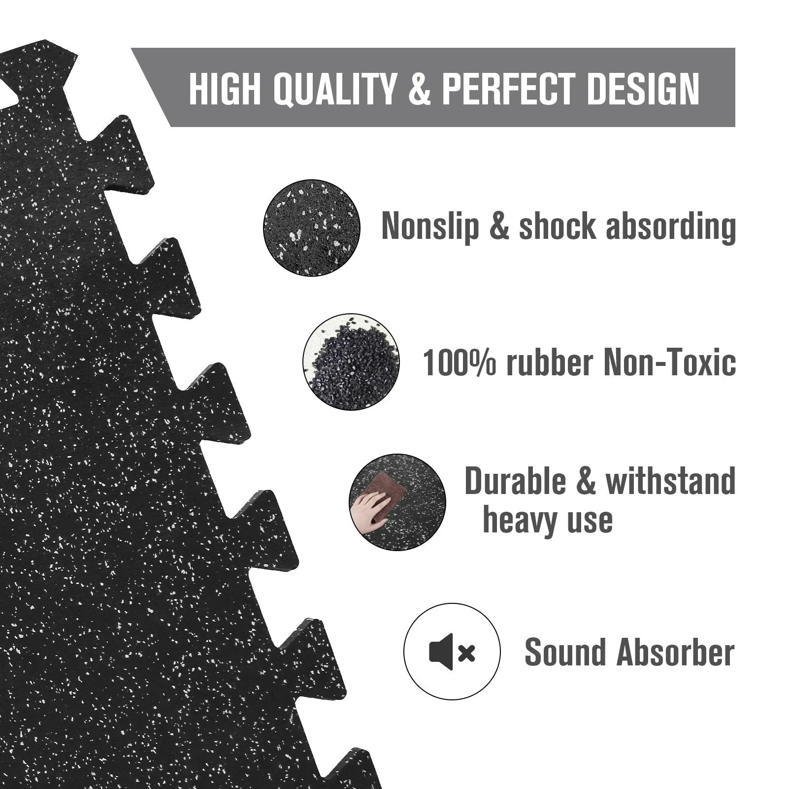 RitFit Rubber Flooring Gym Mats Interlocking Tiles 0.25'' Thickness