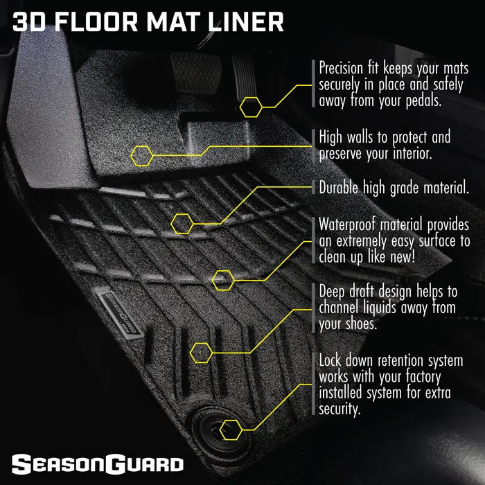Season Guard 3D Floor Mat Liner, Toyota Rav4 2013-2018 Front and Rear Seat 3pc