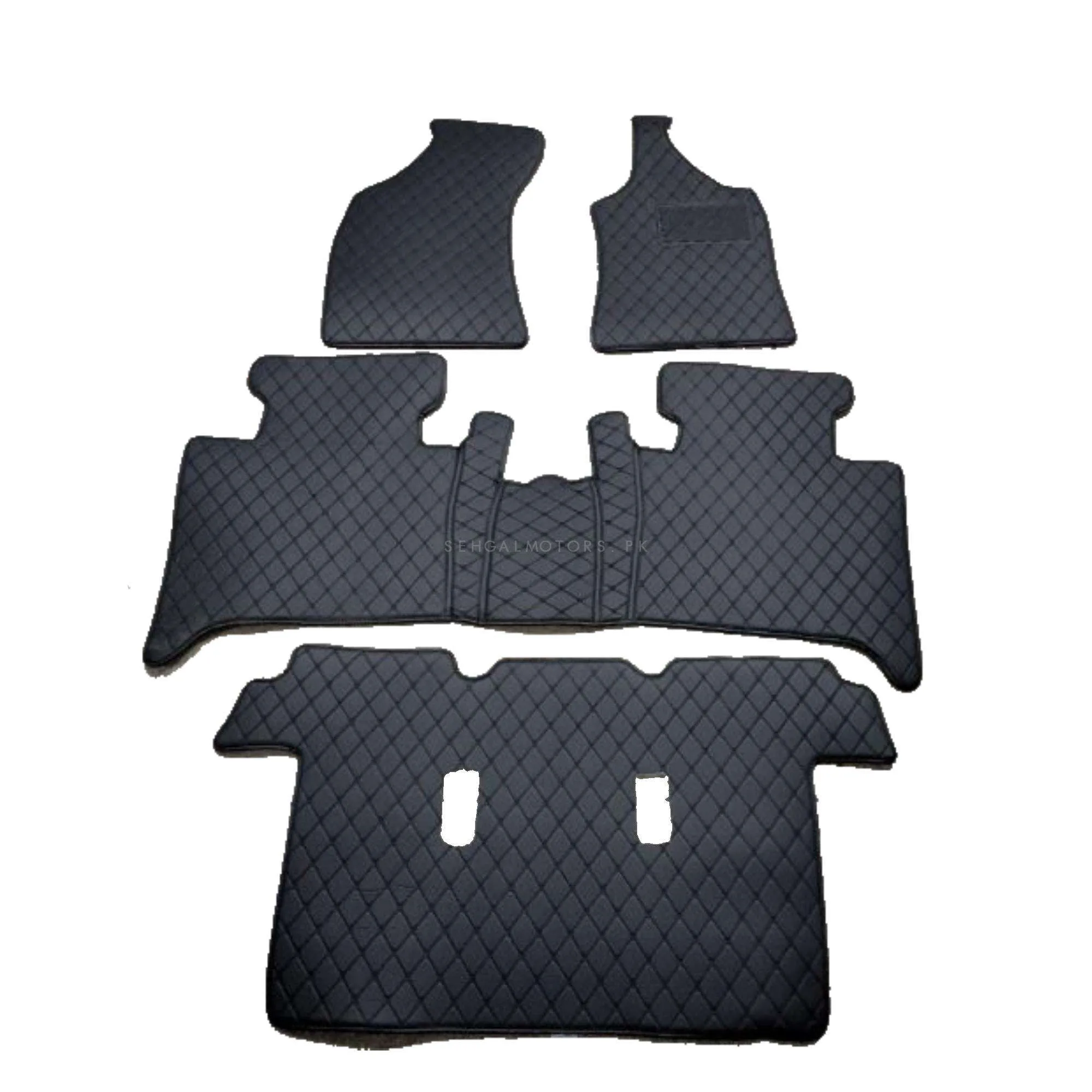 Toyota Fortuner 7D Eco Floor Mats Black Stitched Multi Color Thread 4 Pcs - Model 2016-2021