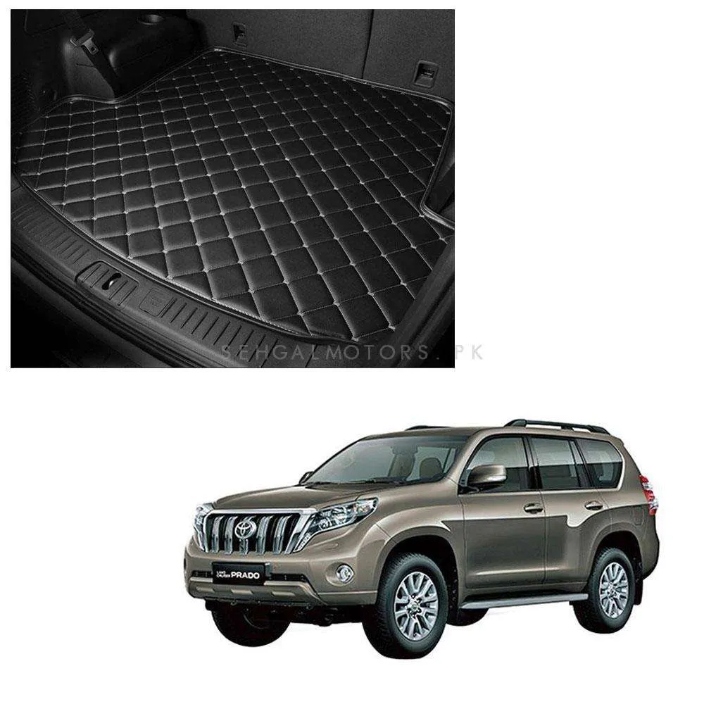 Toyota Prado 7D Trunk Mat Mix Thread Tray Black For 5 Seat Car Only - Model 2009-2021 - Cargo Boot Liner Diggi Protection Tray Cover