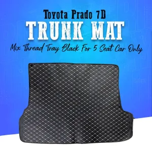 Toyota Prado 7D Trunk Mat Mix Thread Tray Black For 5 Seat Car Only - Model 2009-2021 - Cargo Boot Liner Diggi Protection Tray Cover
