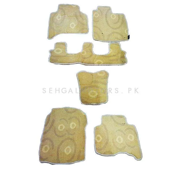 Toyota Prado FJ150 Custom Fit Carpet Floor Mat Beige Mix Design 6 Pcs - Model 2009-2021