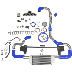 TWIN SCROLL TOP MOUNT TMA06 TURBO KIT   FRONT MOUNT INTERCOOLER VW 1.8 20V TRANSVERSAL, BLUE HOSES, TURBO NOT INCLUDED