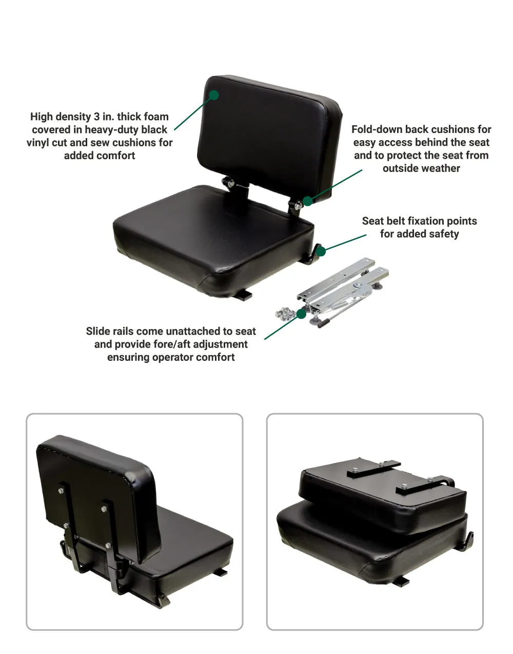 Uni Pro | KM Universal Forklift Seat | Black Vinyl (6844.KMM)