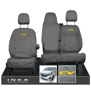 Vauxhall Vivaro B X82 SPORTIVE Front 1 2 INKA Tailored Waterproof Seat Covers Grey MY-14-18 (Choice of 7 Colours)