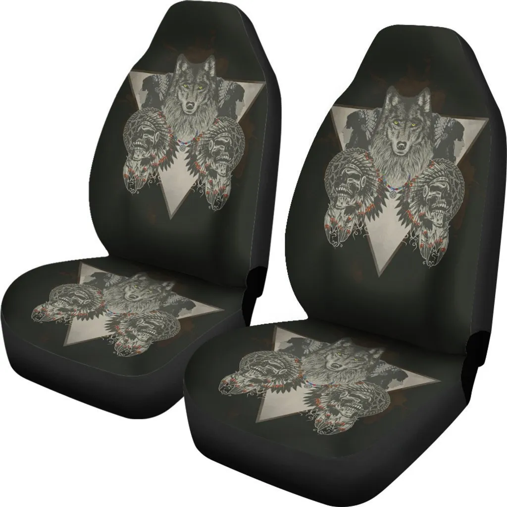 Wolf & Skulls Custom Car Seat Covers