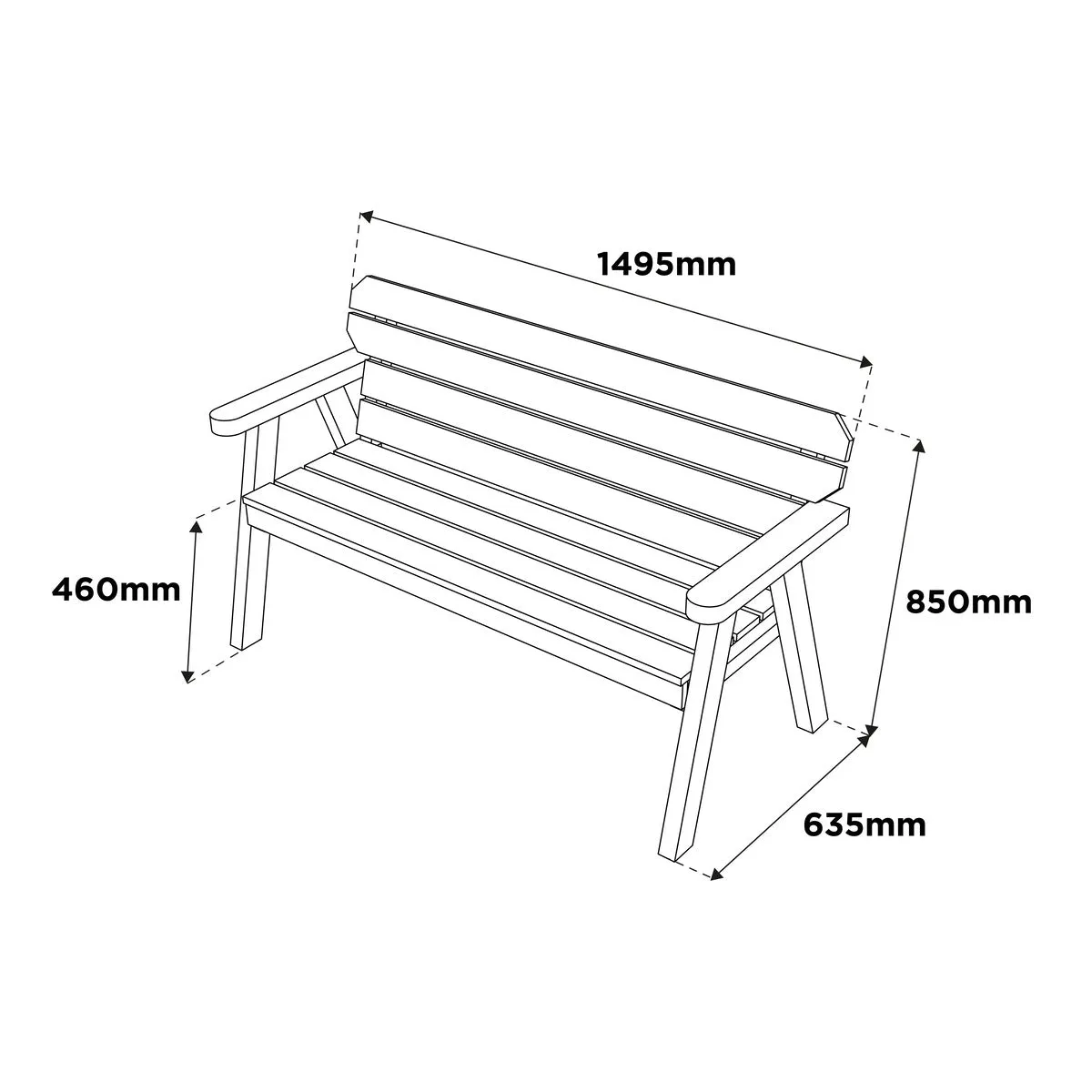 Woodshaw Hampton Bench 5ft
